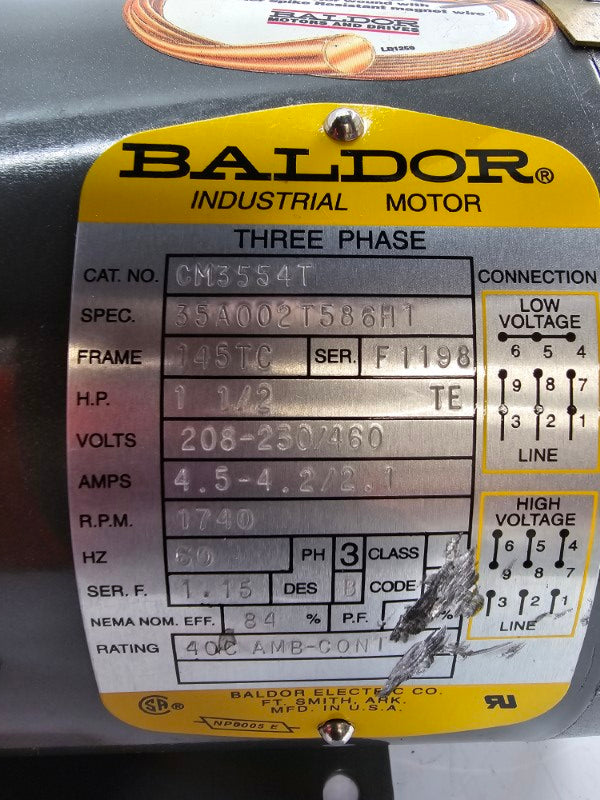 BALDOR CM3554T 208-230/460V 4.5-4.2/2.1A NSNP
