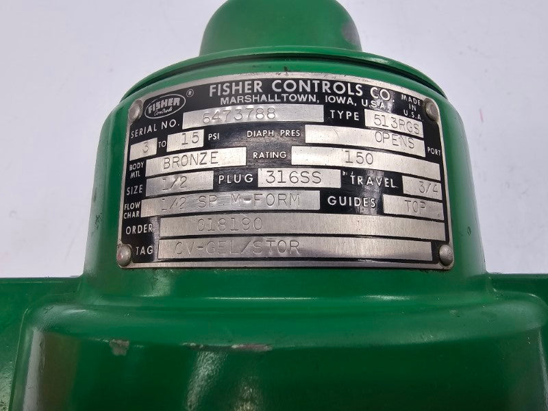 FISHER CONTROLS 513RGS 3-15PSI 1/2" UNMP