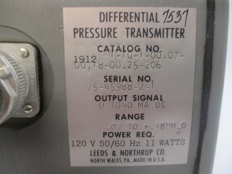 LEEDS&NORTHRUP 1912-1-10-1-00.07-00.18-00.25-206 1912 120V UNMP
