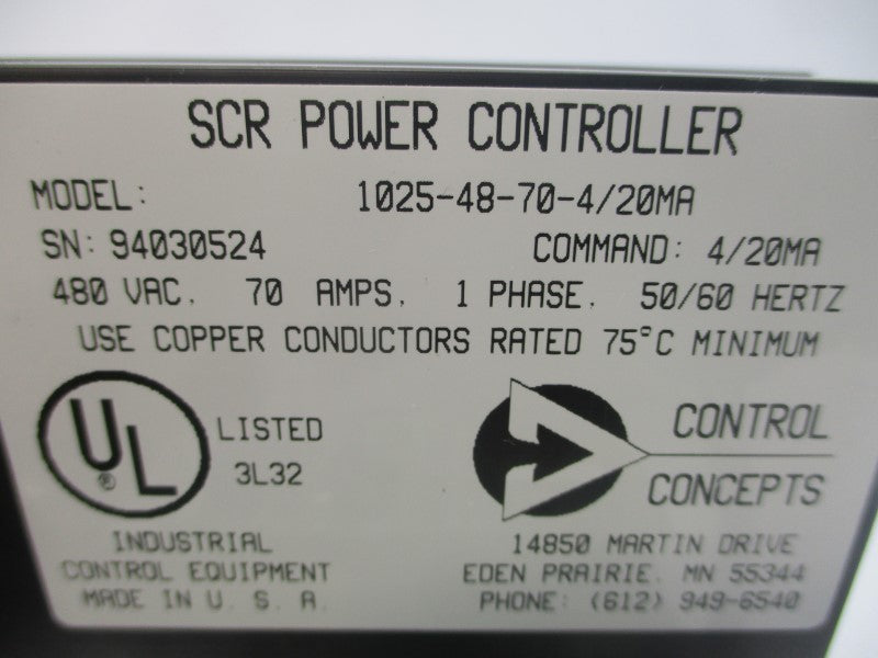 CONTROL CONCEPTS 1025-48-70-4/20MA 480VAC 70A UNMP