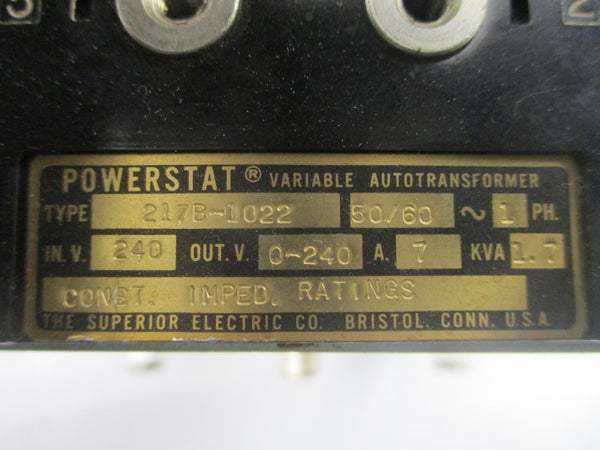 SUPERIOR ELECTRIC 217B-1022 240V 7A UNMP