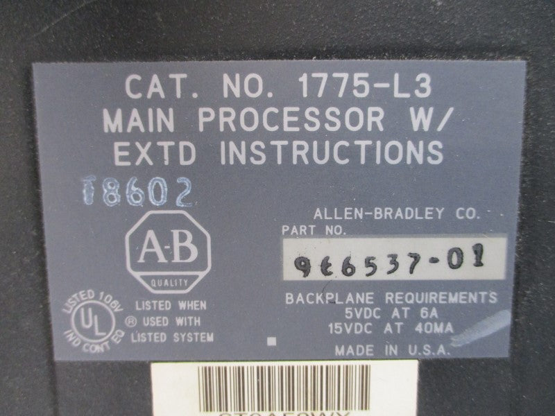 ALLEN BRADLEY 1775-L3 15VDC 6A UNMP