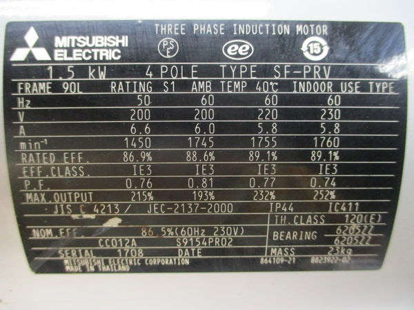 MITSUBISHI SF-PRV 200/220-230V 6.6/6.0-5.8A UNMP