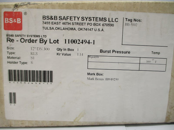 BS&B SAFETY SYSTEMS BB-5102 96PSI NSMP