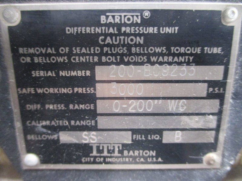 ITT BARTON 200-BC9233 3000PSI NSNP