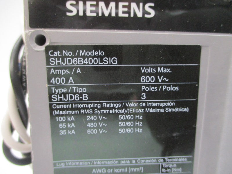 SIEMENS SHJD6B400LSIG 600V 400A NSMP