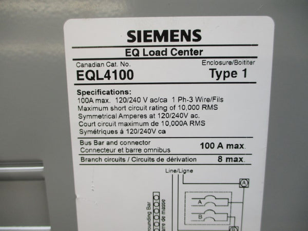 SIEMENS EQL4100 120/240VAC 100A NSMP