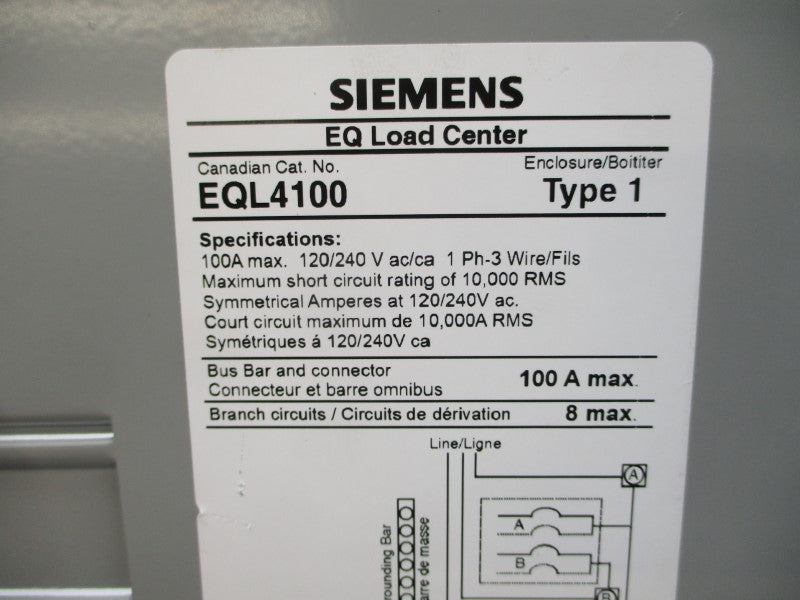 SIEMENS EQL4100 120/240VAC 100A NSMP