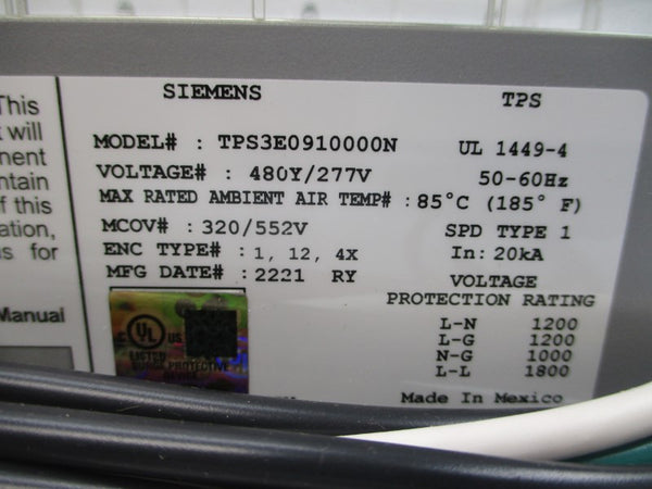 SIEMENS TPS3E0910000N 277V NSMP