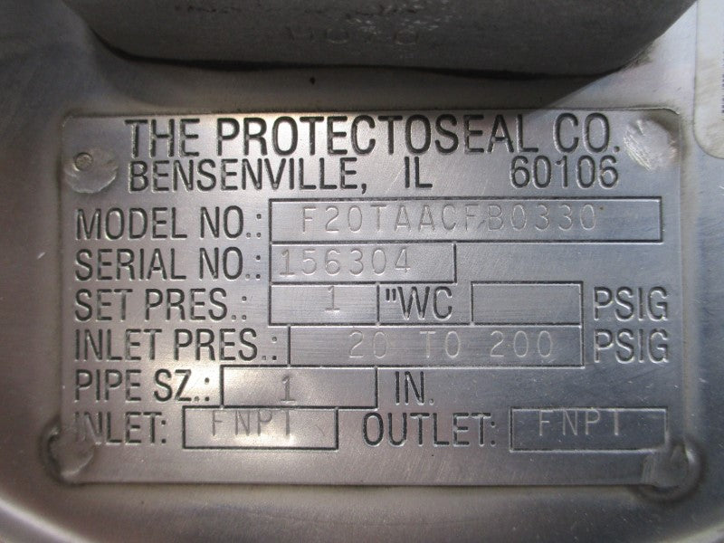 PROTECTOSEAL F20TAACFB0330 20-200PSI 1" UNMP