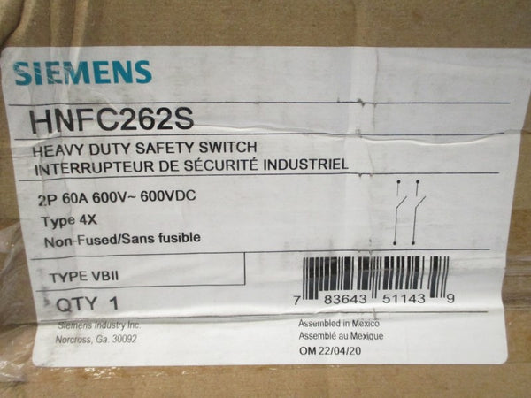 SIEMENS HNFC262S 600VAC/DC 60A NSMP