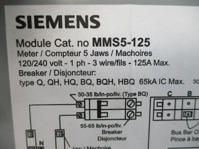 SIEMENS MMS5-125 120/240V 125A NSMP