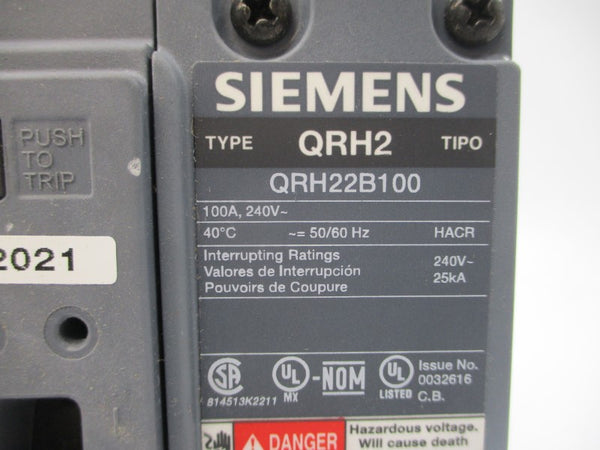 SIEMENS QRH22B100 240V 100A NSMP