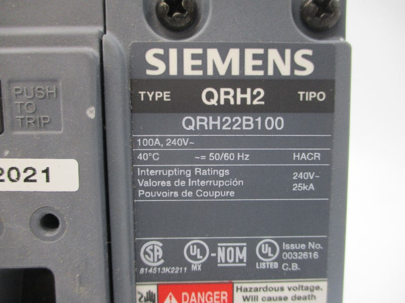 SIEMENS QRH22B100 240V 100A NSMP