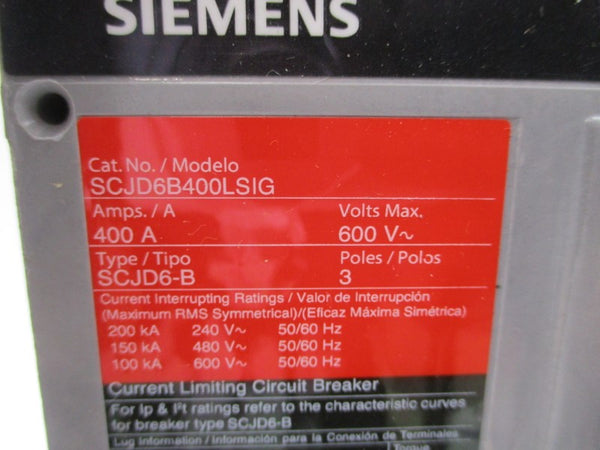 SIEMENS SCJD6B400LSIG 600V 400A NSMP