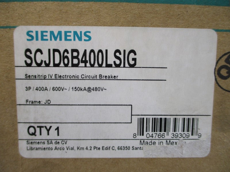 SIEMENS SCJD6B400LSIG 600V 400A NSMP