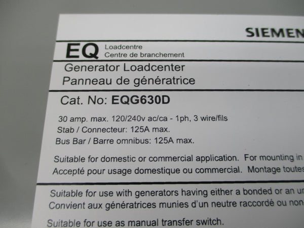SIEMENS EQG630D 120/240V 30A NSMP