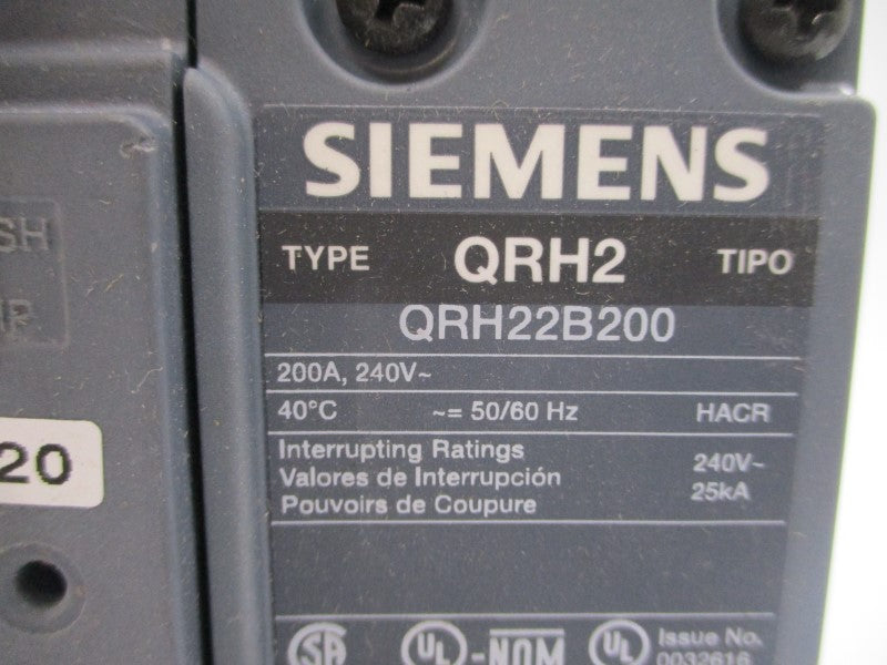 SIEMENS QRH22B200 240V 200A NSMP