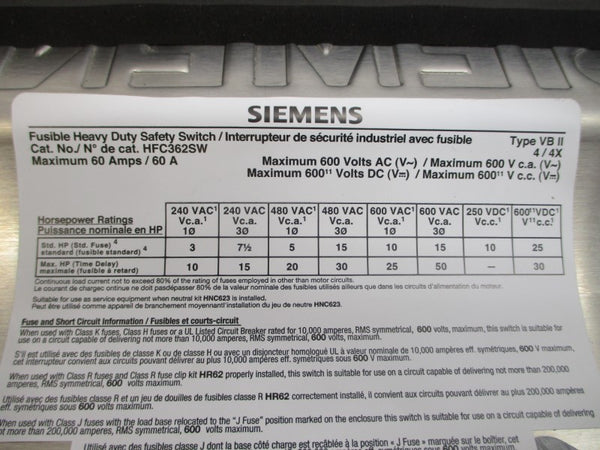 SIEMENS HFC362SW 600V 60A NSMP