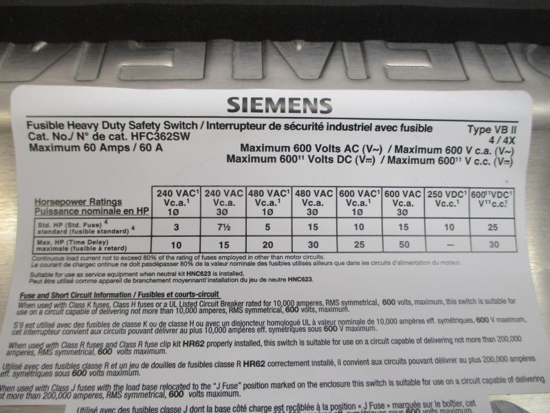 SIEMENS HFC362SW 600V 60A NSMP