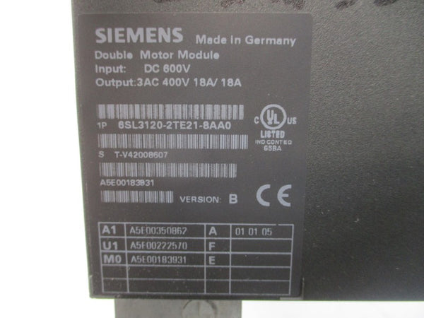 SIEMENS 6SL3120-2TE21-8AA0 600VDC 18A UNMP