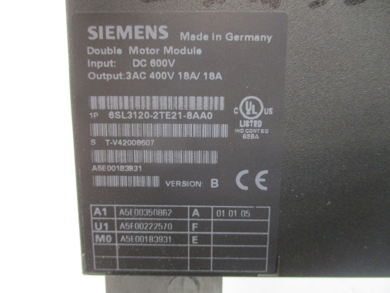 SIEMENS 6SL3120-2TE21-8AA0 600VDC 18A UNMP