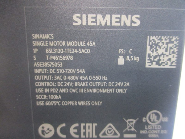 SIEMENS 6SL3120-1TE24-5AC0 510-720V 54A UNMP