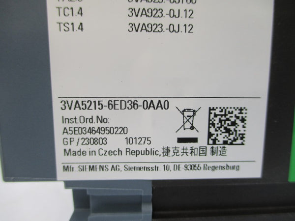 SIEMENS 3VA5215-6ED36-0AA0 600V 150A NSMP