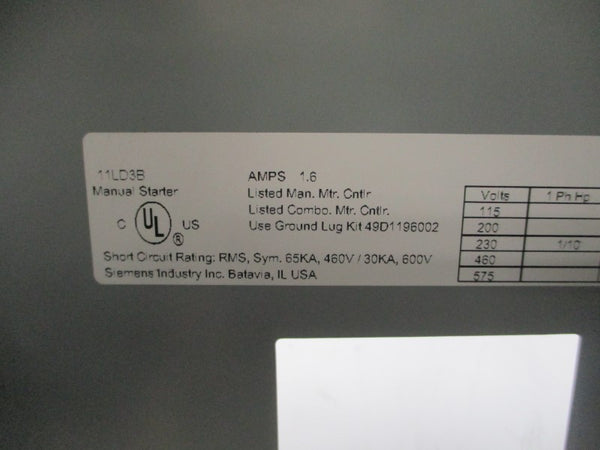 SIEMENS 11LD3B SER. D 575V 1.1-1.6A NSMP