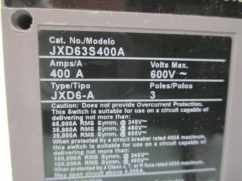 SIEMENS JXD63S400A 600V 400A NSMP