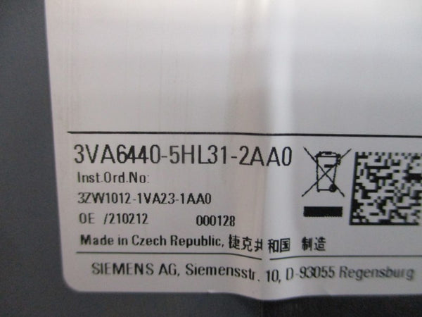 SIEMENS 3VA6440-5HL31-2AA0 400A (AS PICTURED) UNMP