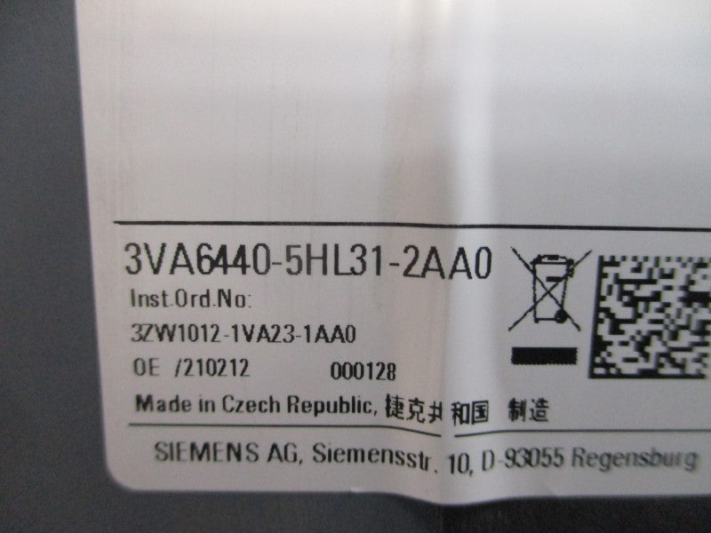 SIEMENS 3VA6440-5HL31-2AA0 400A (AS PICTURED) UNMP