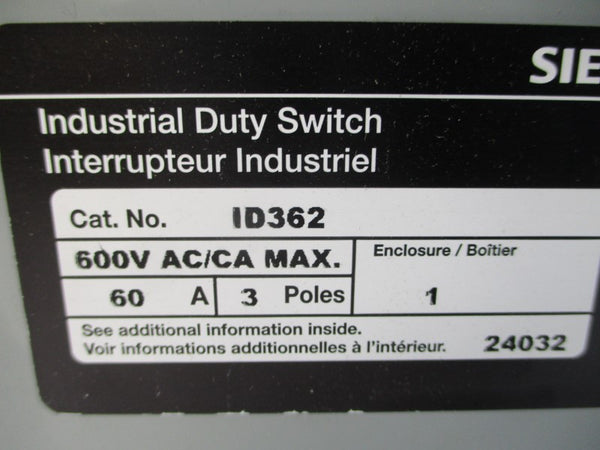 SIEMENS ID362 600V 60A NSNP