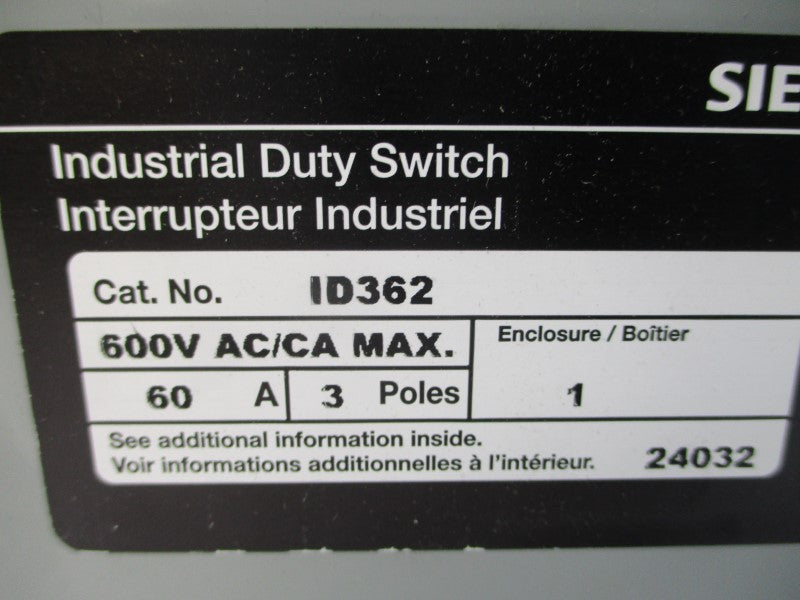 SIEMENS ID362 600V 60A NSNP