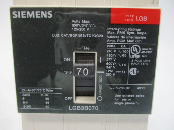 SIEMENS LGB3B070B 277V 70A NSMP