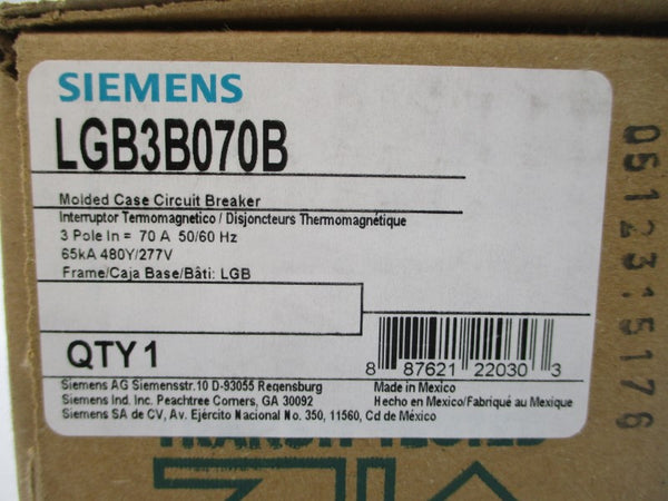 SIEMENS LGB3B070B 277V 70A NSMP