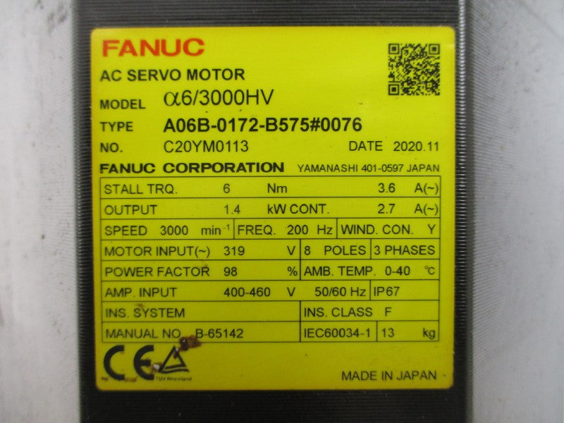 FANUC A06B-0172-B575#0076 319VAC 2.7-3.6A UNMP