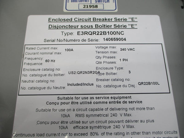 SIEMENS QR2N3R2 120/240V 225A NSNP