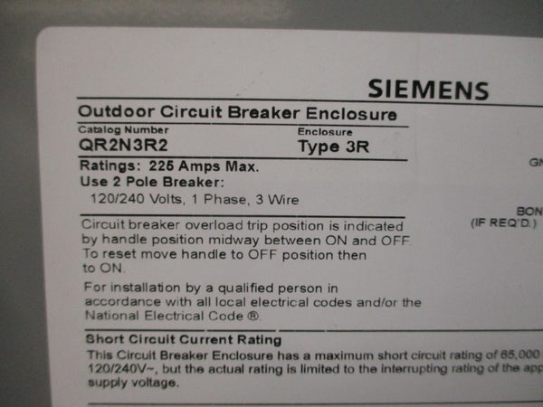 SIEMENS QR2N3R2 120/240V 225A NSNP