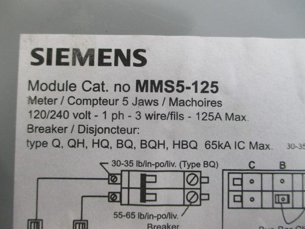 SIEMENS MMS5-125 120/240V 125A UNMP
