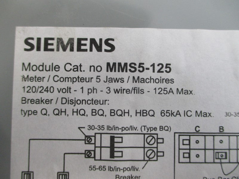 SIEMENS MMS5-125 120/240V 125A UNMP