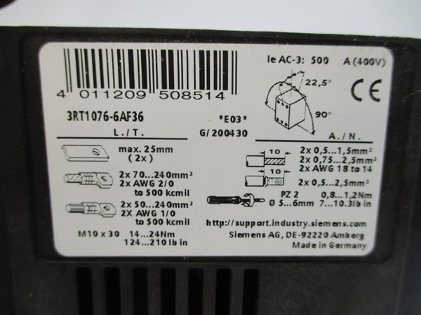 SIEMENS 3RT1076-6AF36 110-127V 610A NSNP