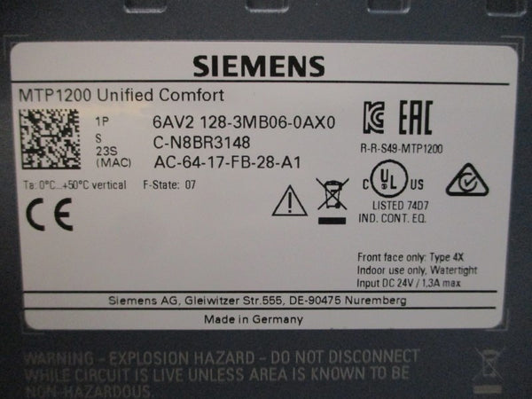 SIEMENS 6AV2128-3MB06-0AX0 24VDC 1.3A NSMP