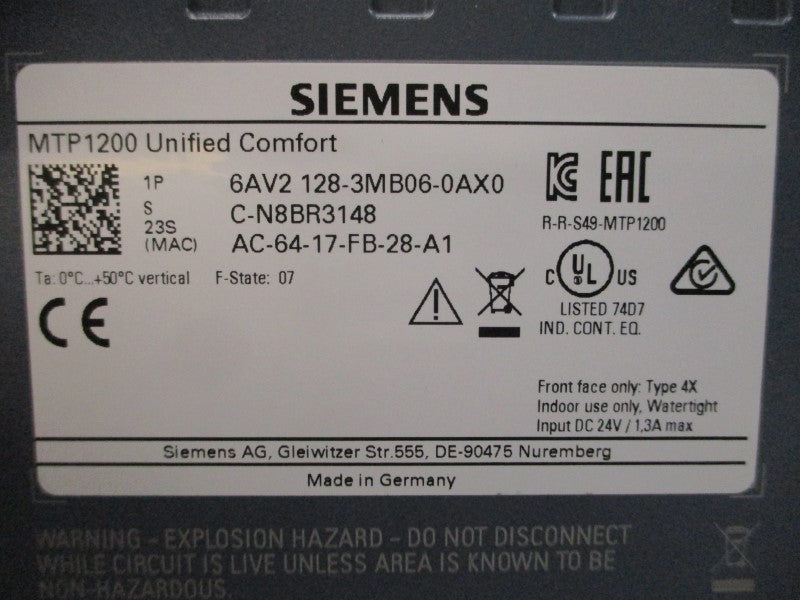 SIEMENS 6AV2128-3MB06-0AX0 24VDC 1.3A NSMP