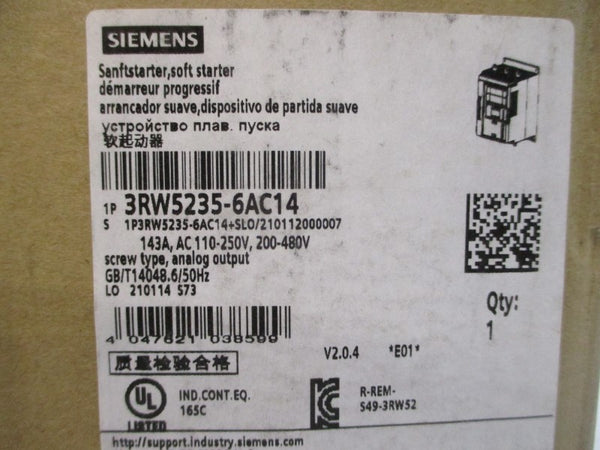 SIEMENS 3RW5235-6AC14 200-480V 143A NSMP