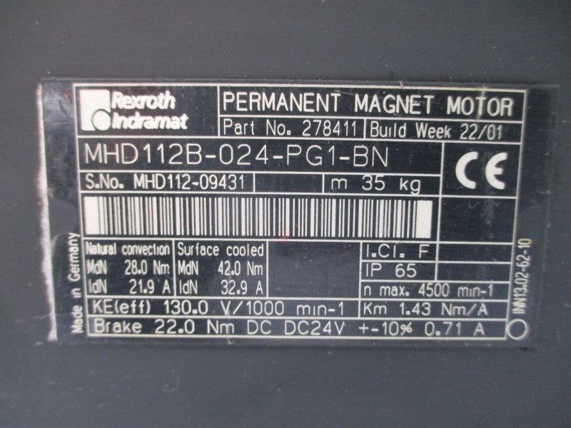 REXROTH MHD112B-024-PG1-BN 278411 130.0V 21.9/32.9A NSNP