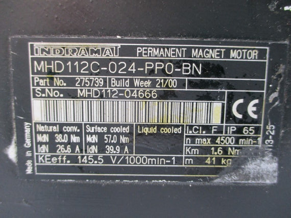 REXROTH MHD112C-024-PP0-BN 275739 145.5V 26.6/39.9A NSNP