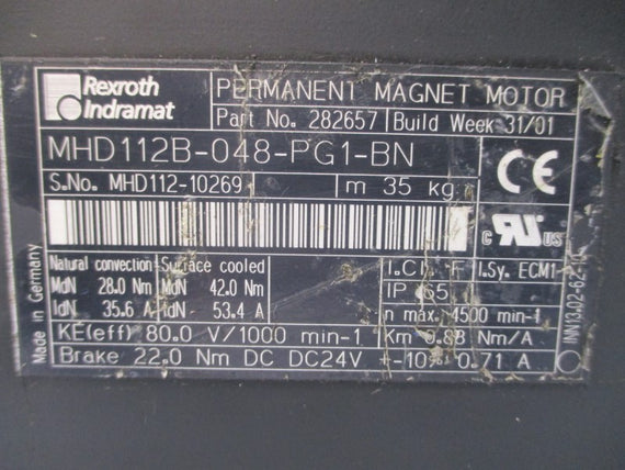 REXROTH MHD112B-048-PG1-BN 282657 80.0V 35.6/53.4A NSNP