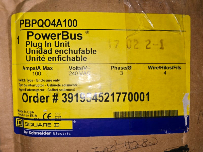 SQUARE D PBPQO4A100 240VAC 100A NSMP