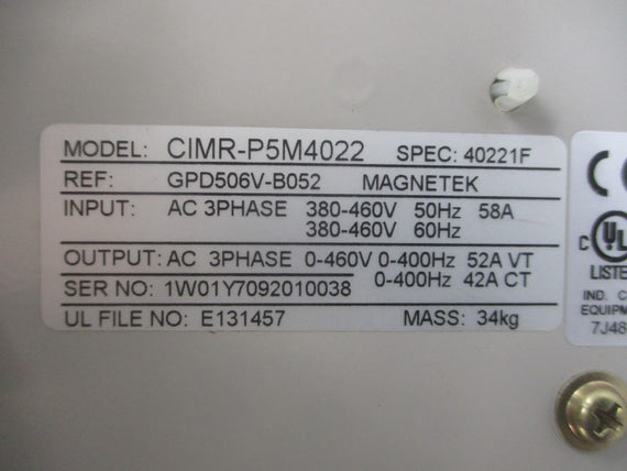 YASKAWA CIMR-P5M4022 380-460VAC 58A UNMP
